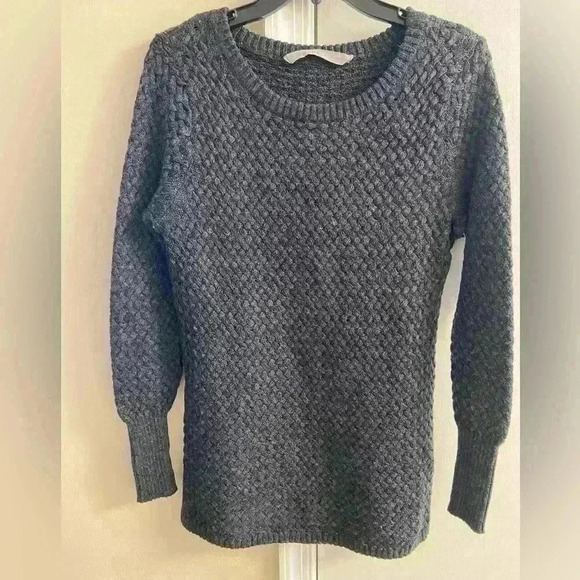 Athleta‎ Gray Sweater crewneck pullover weaved pattern Small - Picture 1 of 5